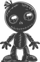 Silhouette voodoo doll black color only vector