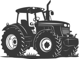 Silhouette tractor heavy equipment black color only vector