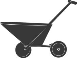 Silhouette wheelbarrow black color only vector