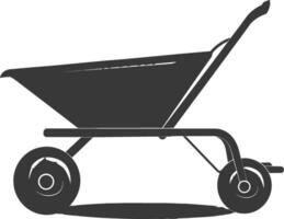 Silhouette wheelbarrow black color only vector