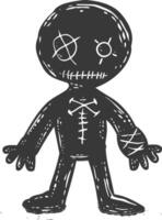 Silhouette voodoo doll black color only vector