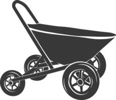 Silhouette wheelbarrow black color only vector