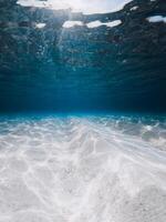 Tropical blue ocean with sand underwater in Hawaiian island. Ocean background photo