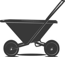 Silhouette wheelbarrow black color only vector