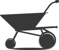 Silhouette wheelbarrow black color only vector