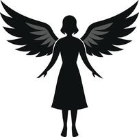 Angel Silhouette, Perfect for Religious and Spiritual Designs, church bulletins, religious event flyers, spiritual blog graphics, service programs, ceremony invitations, sympathy cards vector