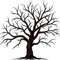 Black Dead Tree Silhouette Isolated for Easy Use vector