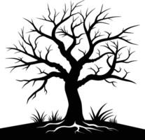 Black Dead Tree Silhouette Isolated for Easy Use vector