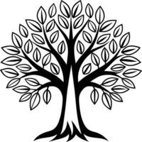 Tree of Life with Leaves Silhouette Perfect for Projects vector