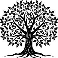Tree of Life with Leaves Silhouette Perfect for Projects vector