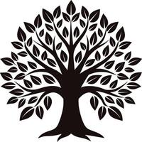 Tree of Life with Leaves Silhouette Perfect for Projects vector