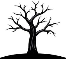 Black Dead Tree Silhouette Isolated for Easy Use vector