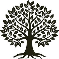 Tree of Life with Leaves Silhouette Perfect for Projects vector