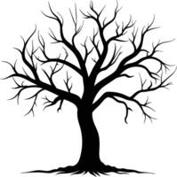 Black Dead Tree Silhouette Isolated for Easy Use vector