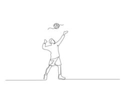 Continuous single line drawing of male volleyball athlete serving. volleyball tournament event . Design illustration vector