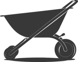 Silhouette wheelbarrow black color only vector