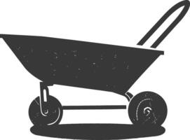 Silhouette wheelbarrow black color only vector