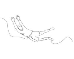 Continuous single line drawing of goalkeeper jumps to catch the ball. footbal tournament event design illustration vector