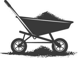 Silhouette wheelbarrow black color only vector