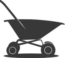 Silhouette wheelbarrow black color only vector