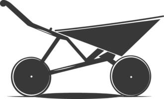 Silhouette wheelbarrow black color only vector
