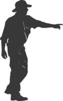 Silhouette zookeeper in action full body black color only vector