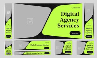 Digital agency services web set banner design for social media post, modern web bundle banner design, fully customizable eps 10 file format vector