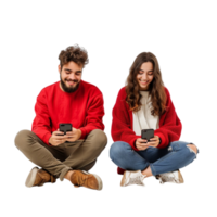 digital conectividade jovem homens e mulheres acionado com Móvel telefones png