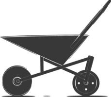 Silhouette wheelbarrow black color only vector