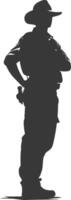 Silhouette zookeeper in action full body black color only vector