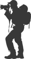 Silhouette zookeeper in action full body black color only vector
