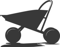 Silhouette wheelbarrow black color only vector