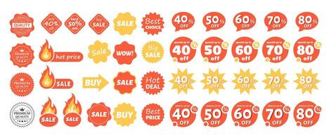 Labels set for sale. Stickers, tags banners, promotion media design. Sale, discount, special offer, price vector