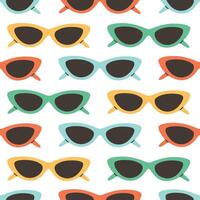 Seamless pattern with summer sun glasses. Women beach accessory in modern retro style. vector