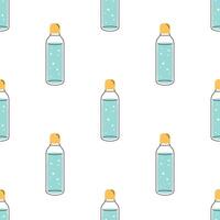 Seamless pattern with water in glass bottle. Drink more water. Zero waste vector