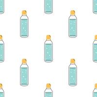 Seamless pattern with water in glass bottle. Drink more water. Zero waste vector