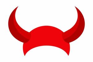 Red devil horns symbol with a curved shape design. Halloween, evil, fantasy, spooky concept. Isolated on white background vector