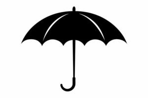 Black umbrella silhouette isolated on white background. Single object, weather protection, simple design, classic style concept. vector