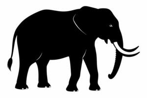 Black silhouette of an elephant isolated on a white background. Animal illustration, wildlife art, monochrome design, nature concept. vector