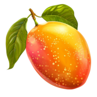 mango frukt med grön löv png