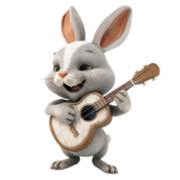 une dessin animé lapin en jouant le guitare png