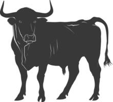 Silhouette bull animal black color only vector