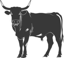 Silhouette bull animal black color only vector