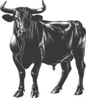 Silhouette bull animal black color only vector