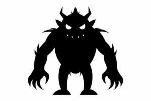 Black Silhouette of a Male Monster with Spikes and Claws. Horror, Creature, Dark Fantasy, Halloween Concept. Isolated on white background. vector