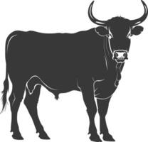 Silhouette bull animal black color only vector