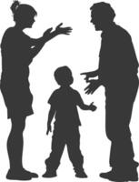 Silhouette Child abuse Parents scold children boy black color only vector