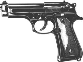 silueta bala pistola arma negro color solamente vector