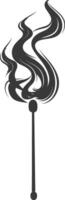 Silhouette burning match black color only vector