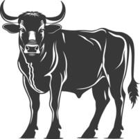 Silhouette bull animal black color only vector
